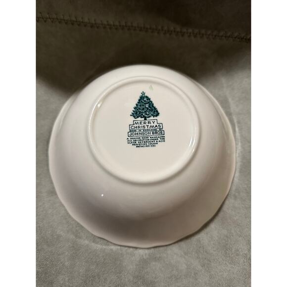 Johnson Bros Merry Christmas Green Floral Ironstone Transferware Dinner Plate - Picture 2 of 3